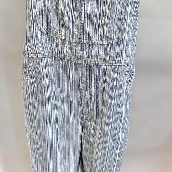 Wrangler Striped Straight Leg Overalls Blue White Classic Workwear Style Medium - Picture 9 of 16